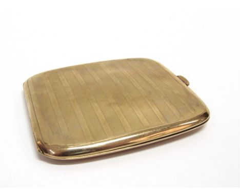 AN EDWARDIAN 9CT GOLD OBLONG CIGARETTE CASE with engine turned bands, Chester 1909 by Jay, Richard Attenborough Co Ltd, 10cm 