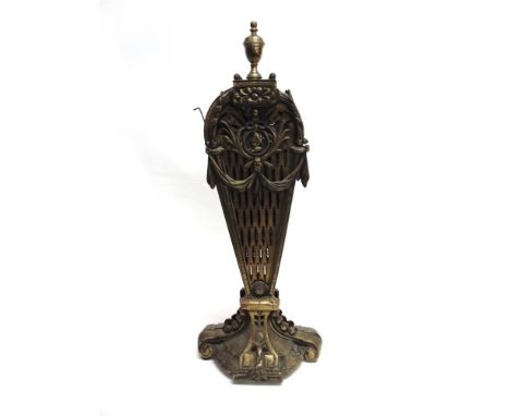 A BRASS FOLDING FAN SHAPED FIREGUARD  68cm high