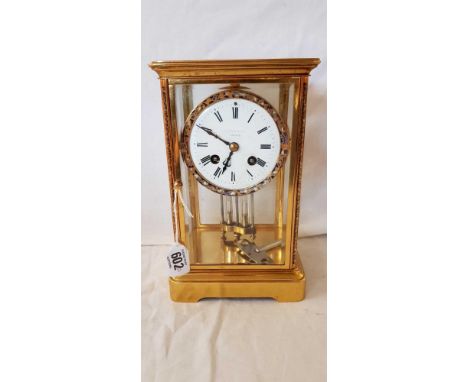 FRENCH FOUR GLASS CLOCK WITH MERCURY PENDULUM - NEED ATTENTION