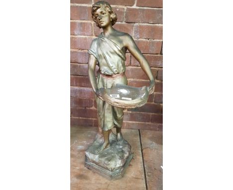 PLASTER FIGURINE APPROX 30" TALL, POSSIBLY A LAMP BASE
