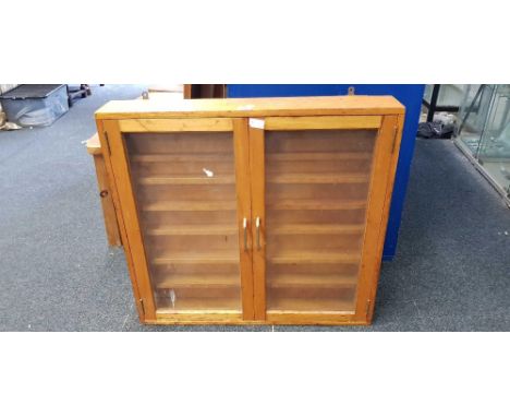 WOOD & GLASS 2 DOOR TOY DISPLAY CABINET