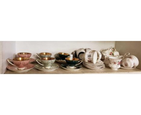 SHELF OF ROYAL ALBERT CHINAWARE & DECORATIVE CUPS & SAUCERS