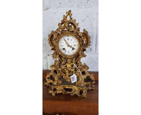 GILT CHERUB MANTEL CLOCK