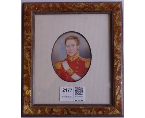 Head & shoulder miniature oval portrait of a Regency Officer, watercolour, H7.5cm   Condition Report   Click here for further