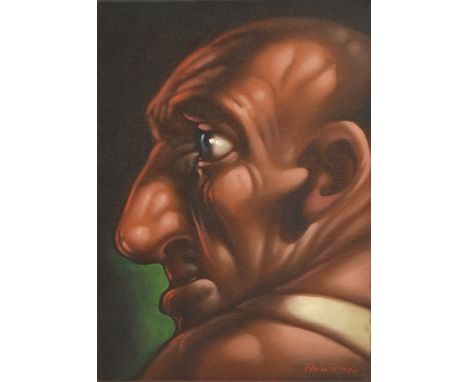 PETER HOWSON OBE (born 1958); oil on canvas, "Luke", signed, inscribed and dated 2006 verso, 35.5 x 25.5cm, mounted and unfra