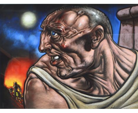 PETER HOWSON OBE (born 1958); pastel, untitled, study of a man, signed, 47 x 62cm, framed and glazed. (D) CONDITION REPORT: T