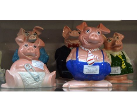 A set of five Wade Natwest piggy banks, all with Natwest stoppers, comprising Sir Nathaniel, Lady Hillary, Maxwell, Annabel a