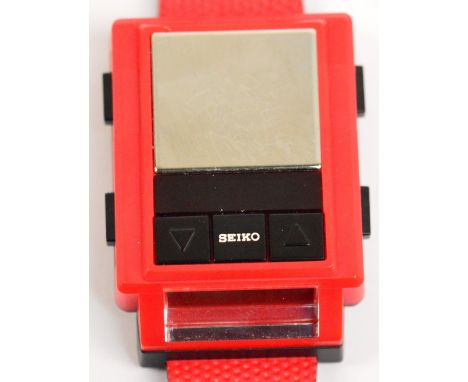 SEIKO; a 1980s Frequency drum machine watch with built in speaker, six drum patterns, chronograph, alarm, calendar, two metro