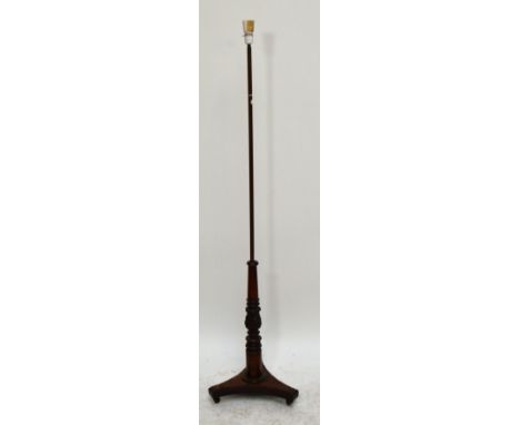 A standard lamp converted from an early Victorian/William IV pole screen.