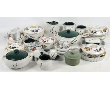 A quantity of Denby Greenwheat stoneware including casseroles, jugs, cruets, egg cups, etc, and a quantity of Royal Worcester