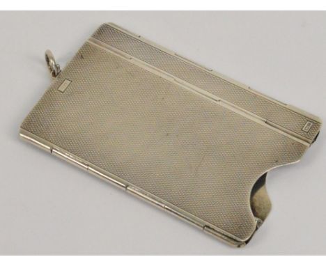 An Elizabeth II hallmarked silver collapsible card case with engine turned decoration, Deakin & Francis, Birmingham 1979, 8.5