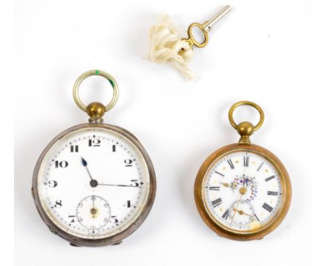 A late 19th century hallmarked silver cased open face key wind pocket watch, the circular enamel dial set with Arabic numeral