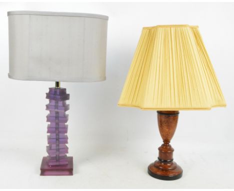 A contemporary resin table lamp and another (2).