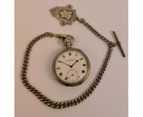JAMES WADSWORTH OF MANCHESTER; an early 20th century hallmarked silver cased open face crown wind pocket watch, the circular 