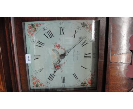 WILLIAM RIDER OF WELSHPOOL, c.1792; a late 18th century oak and inlaid cased longcase clock with broken swan pediment above s