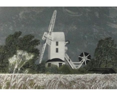 AFTER DAVID GENTLEMAN (born 1930); signed colour lithograph, Saxtead Windmill, signed and dated '66 to lower left, 39 x 50cm,