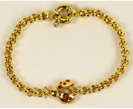 CHOPARD; a Happy Diamonds ladybird bracelet, with diamonds set to the ladybird's body, length 20cm, approx 18.5g.