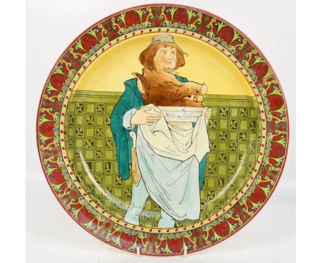 A c.1900 Copeland late Spode charger decorated with a medieval servant carrying a boar's head, printed and impressed marks, d