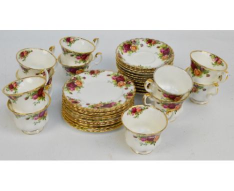 A Royal Albert "Old Country Roses" part tea set comprising eleven tea plates, eleven cups and twelve saucers.