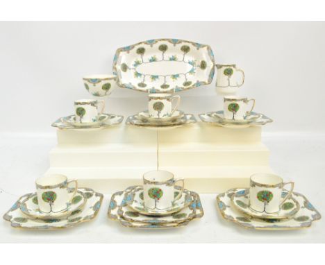 A Grafton floral decorated part coffee service comprising coffee pot, sugar bowl, jug, six coffee cans, six saucers, two smal