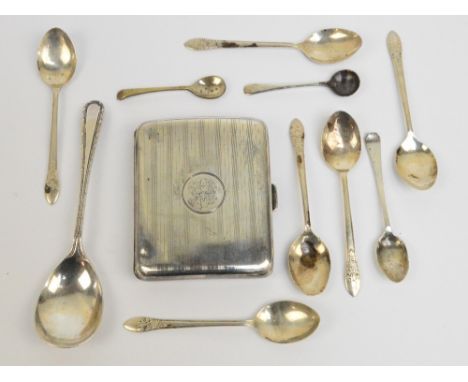 A set of six Elizabeth II hallmarked silver coffee spoons with floral decorated finials, Angora Silver Plate Company Ltd, Bir