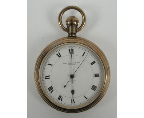 An American gold plated cased crown wind open faced pocket watch, the plain case inscribed "Illinois Watch Case Company, Elgi