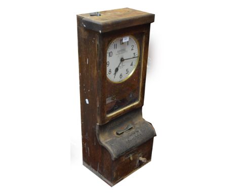 A National Time Recorder Co Ltd (patentees), London SE Machine, the circular enamel dial set with Arabic numerals and inscrib