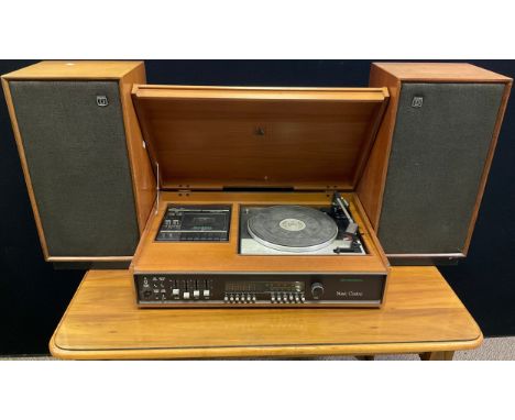 A Vintage Garrard SP25 MK IV turntable, and Dynatron stereo recorder, Dynatron ‘Music Centre’ teak case, pair of Dynatron LS 