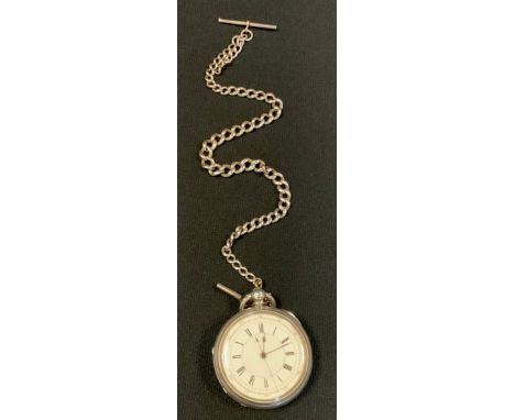 A Victorian gentleman's silver open face pocket chronometer by Sam Brooks of Sheffield, the white enamel dial with Romana and