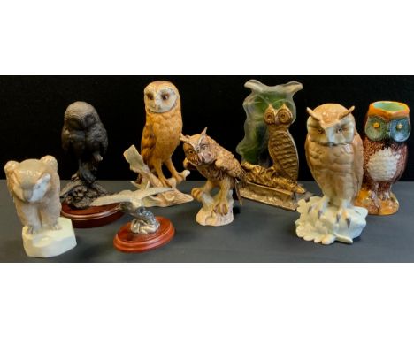 A Goebel model as an Owl, Cv99; another Cv 12;  others, Amphora 8331/19;  Majolic jug;  metal and glass;  Royal Hampshire pew