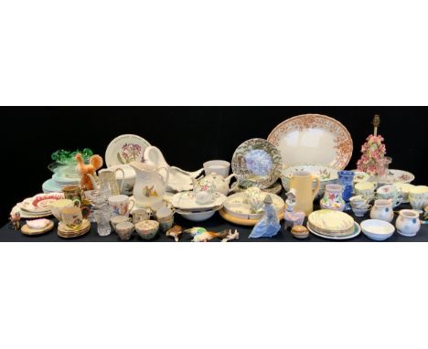 Ceramics -a Victorian blown glass bowl, with bubble inclusions; a 1950's coffee service for six; Lladro Nao figure of girl wi