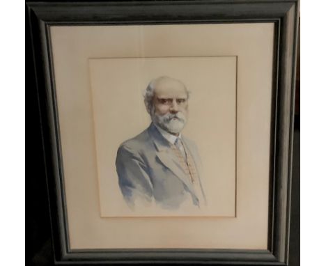 English School (20th century)Portrait of a Bearded Gentleman in Tweed Waistcoatwatercolour, 33.5cm x 28cm 