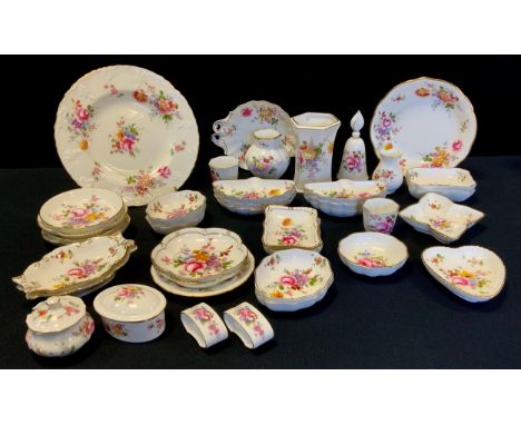 Royal Crown Derby Posies - trinket dishes, vases, pin trays, condiment set etc, mostly boxed qty 