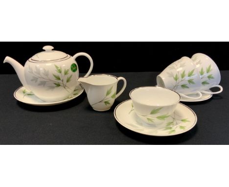 Shelley Evergreen, No 13892 tea service for two, including a tea pot, two teacups and saucers, milk jug, sugar bowl 