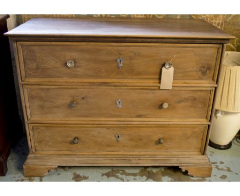 COMMODE, Vintage Tuscan cherrywood and line inlaid with three long drawers, 120cm W x 94cm H x 58cm D.