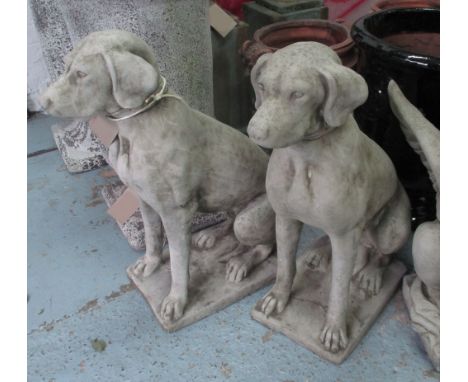 HUNTING DOGS, a pair, in reconstituted stone, 70cm H. (2) 