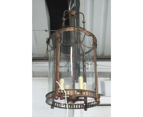 HANGING LANTERN, Louis XV style, in bronzed metal, 80cm H plus chain.