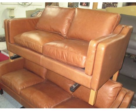 SOFA, brown leather, 83cm D x 78cm H x 158cm W.