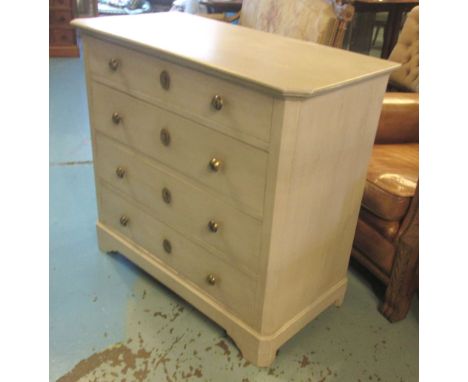 COMMODE, late 19th century French grey painted with four long drawers, 98cm W x 90cm H x 49cm D. 