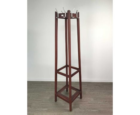 STAINED WOOD HAT AND COAT STAND