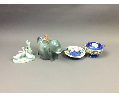 COLCLOUGH NOVELTY TEA POT,modelled as an elephant, along with Hummel figures, Nao geese and other ceramics