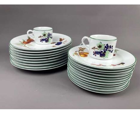 ROYAL WORCESTER EVESHAM VALE TEA AND DINNER SERVICE,comprising nine dinner plates, eleven small plates, eleven bowls, eight s