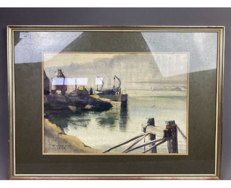 WATERCOLOUR BY ROWENA BUSH (SOUTH AFRICAN, 1917-1988)Durban Harbour, signed and dated 1969 lower left, image 36.5 x 52.5cm, m