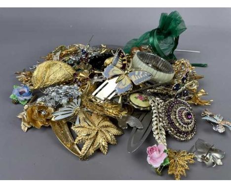 COSTUME JEWELLERY,comprising mostly brooches, also including stick pins and bookmarks