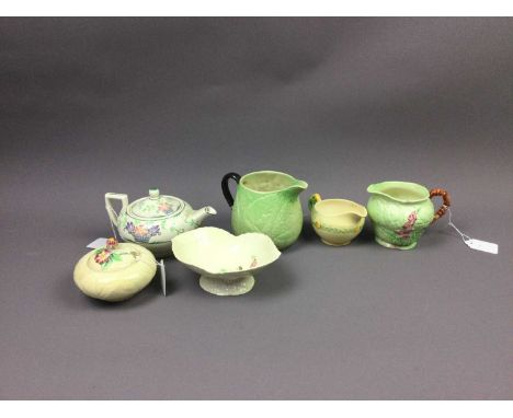 CARLTON WARE LEAF CREAM AND MILK JUG,along with other ceramics including three Carlton Ware leaf dishes, a Carlton Ware prese