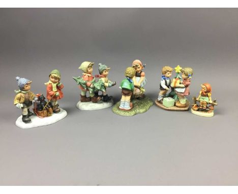 COLLECTION OF TWELVE HUMMEL FIGURESCondition report: "Sleeding time" BH60 the dog lead is loose, the figure of the boy and th
