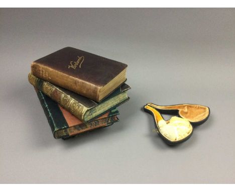 MEERSHAUM PIPE,in fitted case, along with leatherbound and other books, including Reminiscences of Glasgow (5)