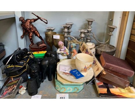 Shelf to include candlesticks, statues, small pair of binoculars etc condition requests and additional images will not be giv