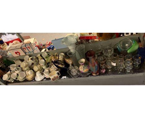 Shelf of cups &amp; saucers, glass vases, dishes &amp; glasses, condition requests and additional images will not be given fo