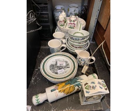 Collection of Botanic Garden by Portmeirion to include flan dish, plates, rolling pin, clock, vases, butter dish etc, conditi